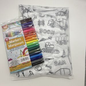 Coloring Pajamas Unisex Includes 20 Washable Markers Construction Trucks New 5T